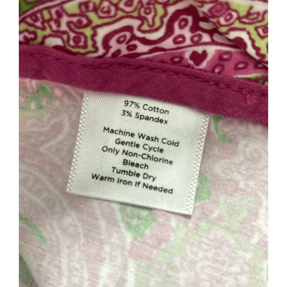 Talbots Pants Womens Size Medium Pink Green Paisley Capri Slacks Side Zip - Picture 5 of 12